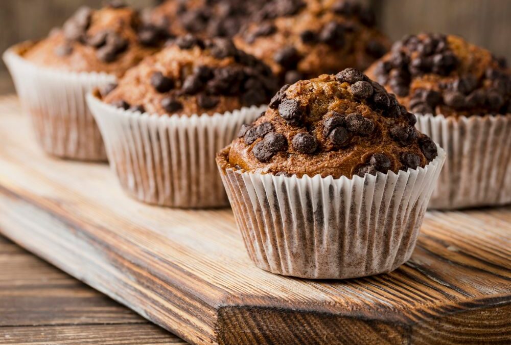 Muffin integrali con gocce al cioccolato fondente 100%