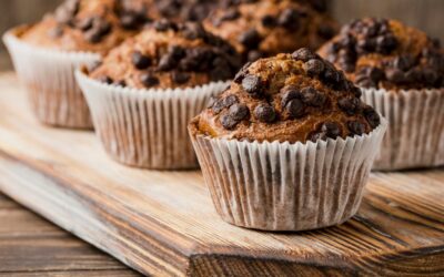 Muffin integrali con gocce al cioccolato fondente 100%